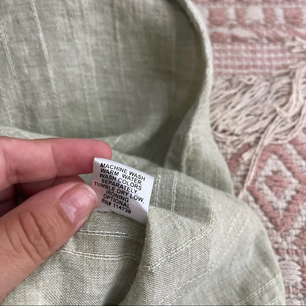 Flax Light Sage Green Linen Shift Dress